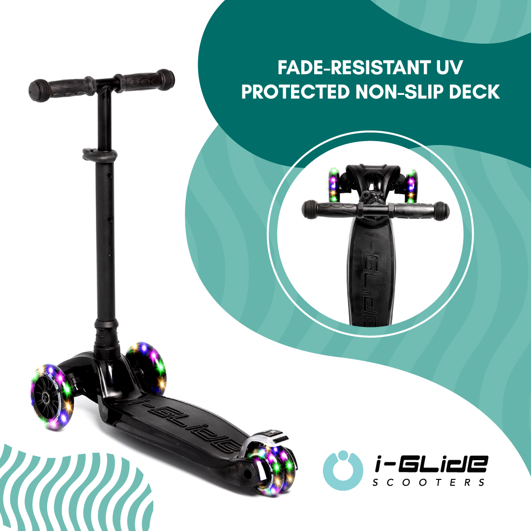 I-GLIDE 3 Wheel Kids Scooter Black with Dinosaur Head