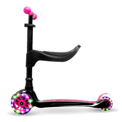 I-GLIDE 3-Wheel Kids Scooter with Toddler Seat - Black/Pink