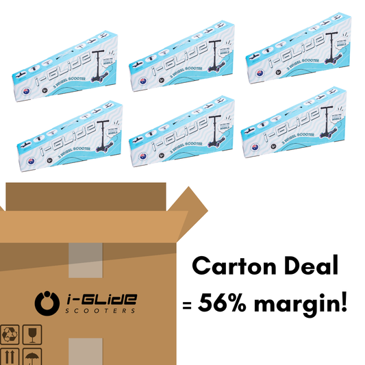 I-GLIDE 3-Wheel Kids Scooter CARTON OF 6 - Black