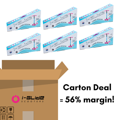 I-GLIDE 3-Wheel Kids Scooter CARTON OF 6 - Pink/Aqua