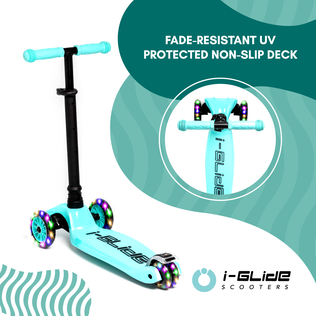 IGLIDE 3 Wheel Kids Scooter Aqua with Ribbons RI Distribution
