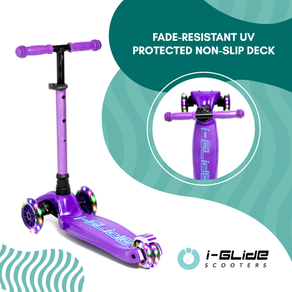 I-GLIDE 3 Wheel Kids Scooter Purple/Blue with Basket