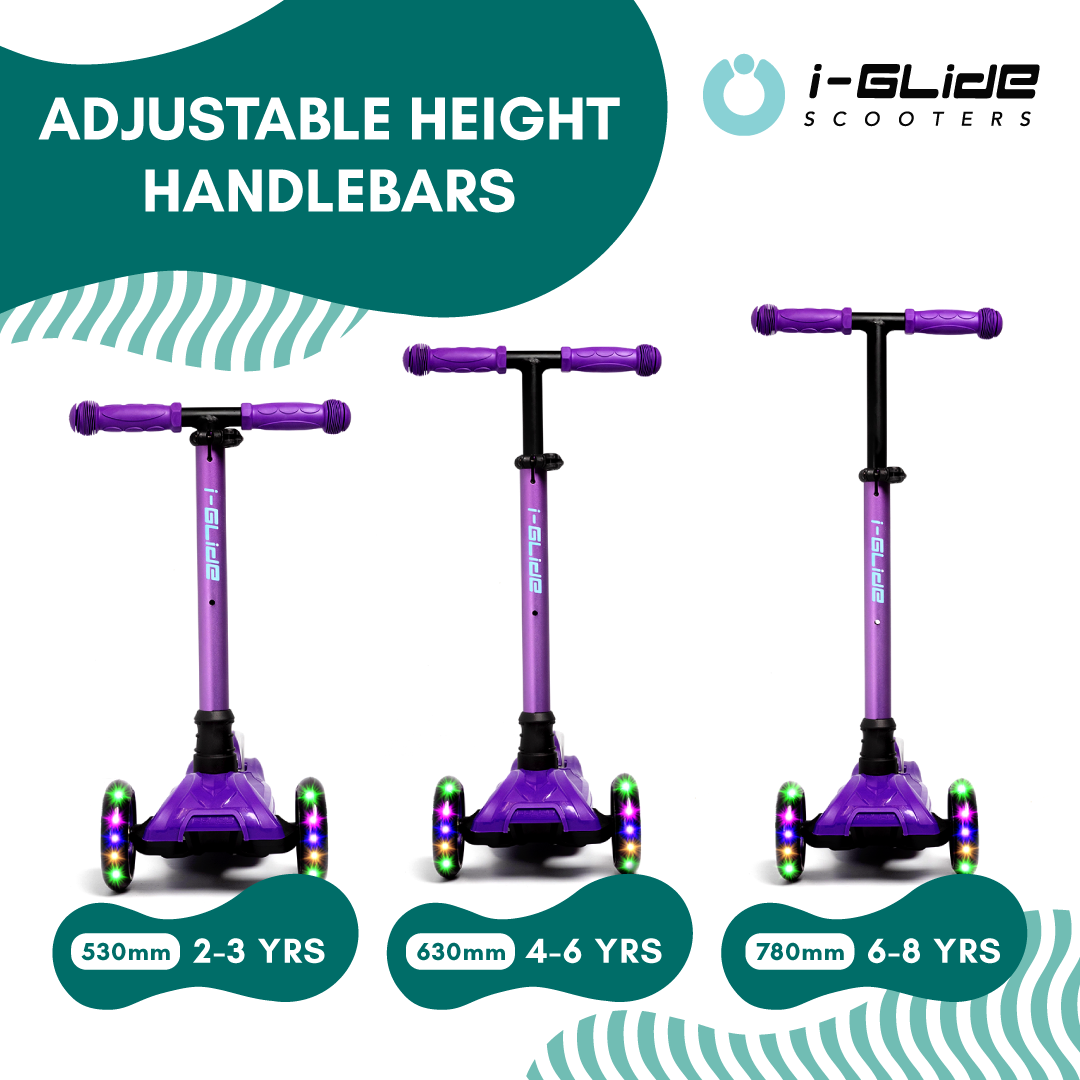 I-GLIDE 3 Wheel Kids Scooter Purple/Blue with Basket
