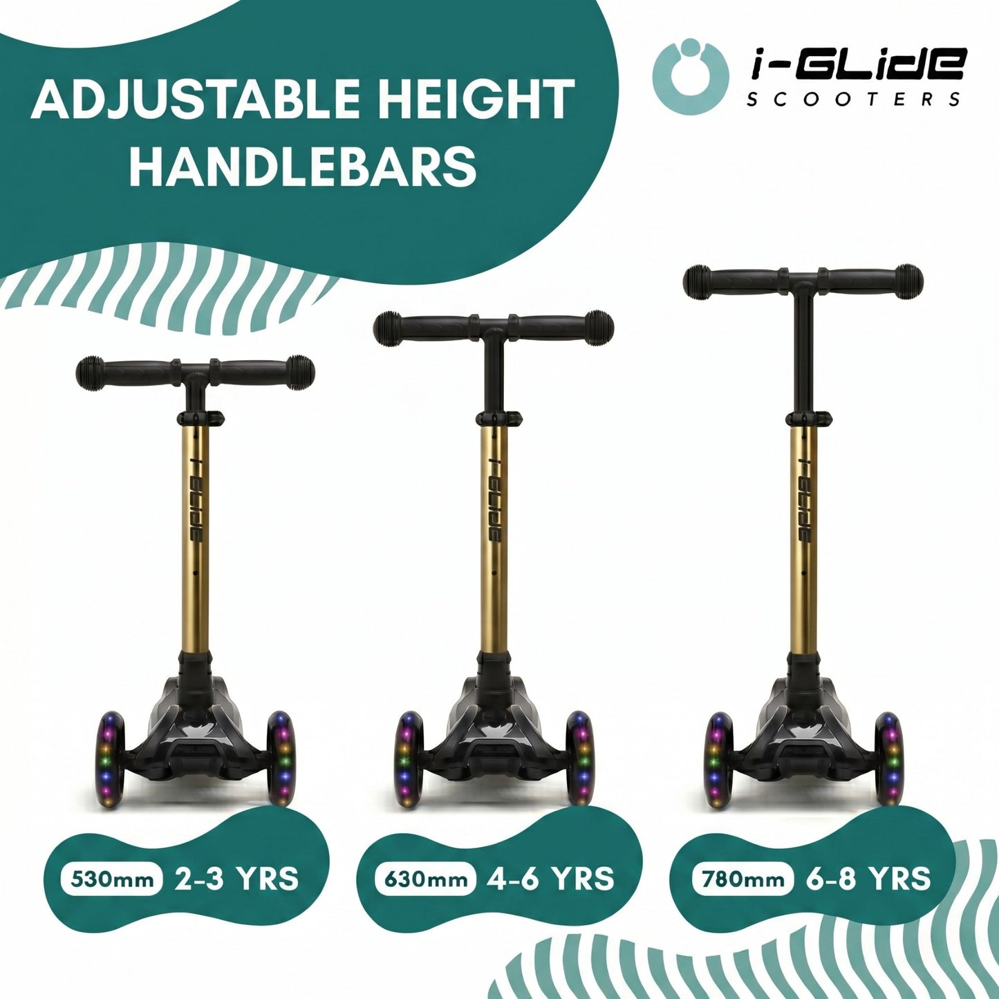 I-GLIDE 3-Wheel Kids Scooter - Limited Edition Black/GoldChrome