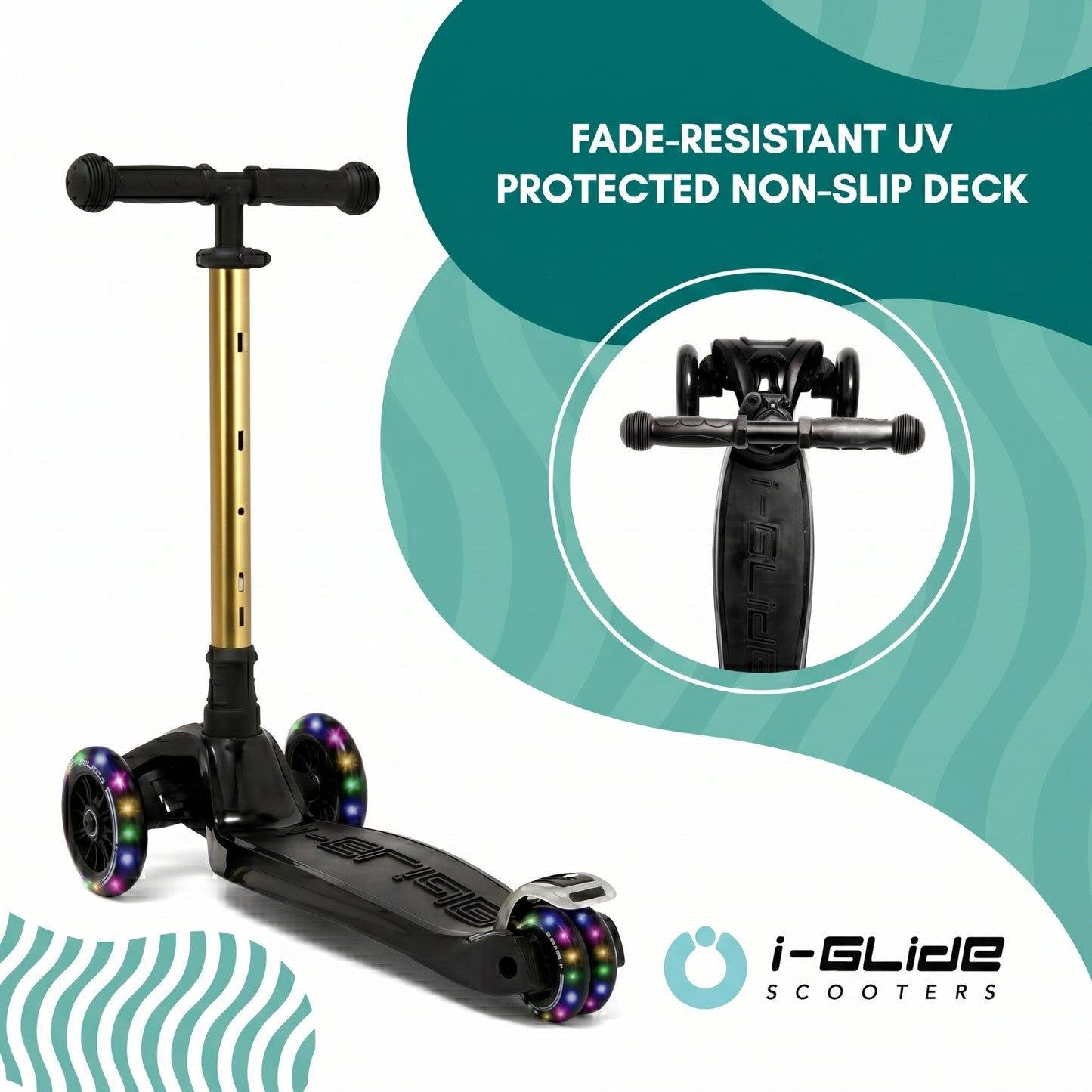 I-GLIDE 3-Wheel Kids Scooter - Limited Edition Black/GoldChrome