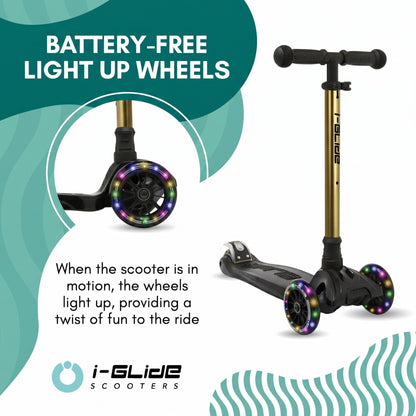 I-GLIDE 3-Wheel Kids Scooter - Limited Edition Black/GoldChrome
