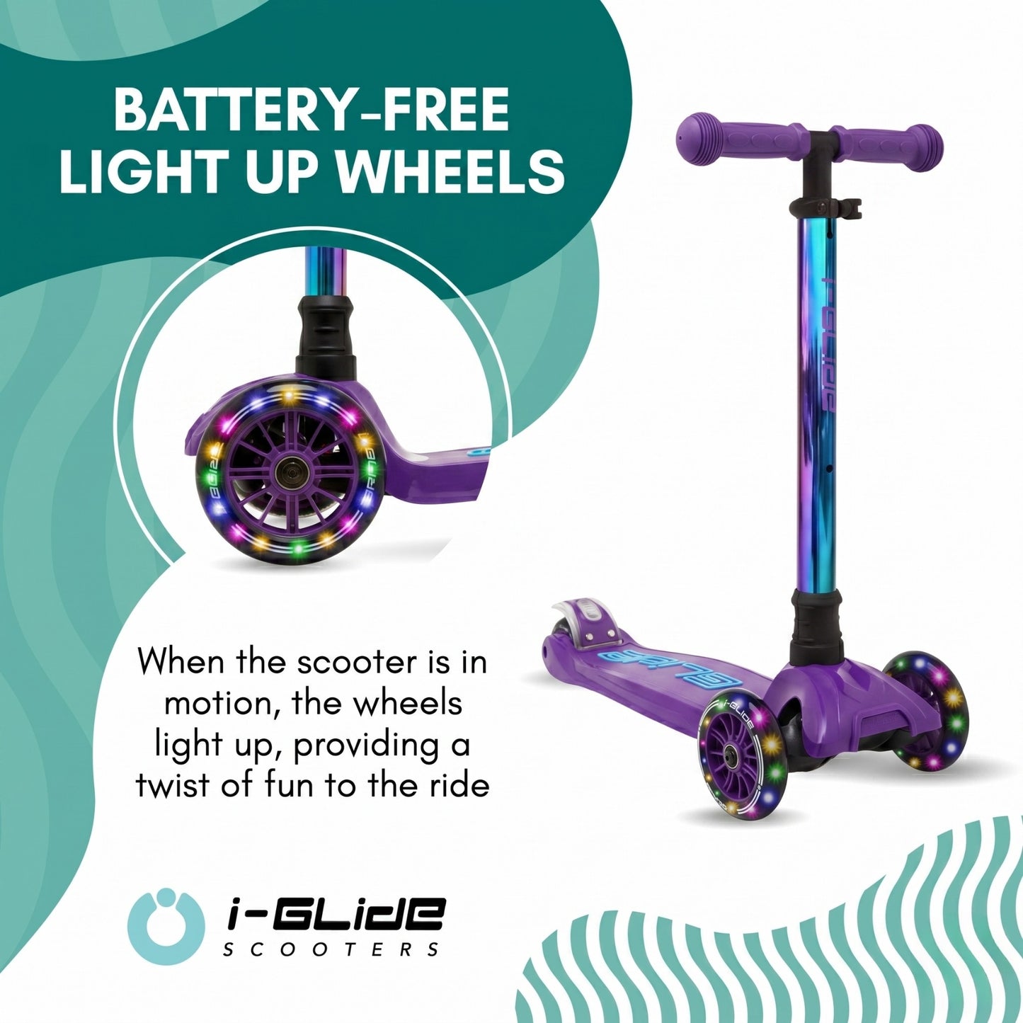 I-GLIDE 3-Wheel Kids Scooter - Limited Edition Purple/NeoChrome