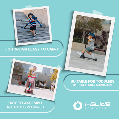 I-GLIDE 3-Wheel Kids Scooter CARTON OF 6 - Blue/Blue