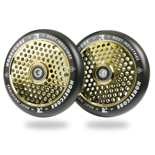 Root Industries HONEYCORE 120mm Wheels -  Black/Gold Rush